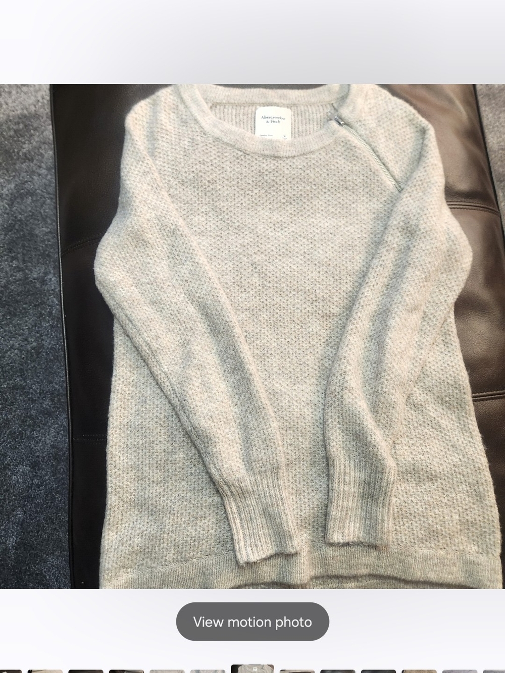 Abercrombie & Fitch Raglan Knit Sweater Shoulder Zip Top Heather Oatmeal